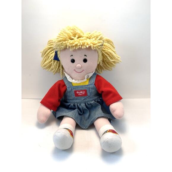 Oshkosh‎ B'Gosh Girl Doll 13" Plush Denim Dress Shirt Blonde Stuffed Toy - Picture 1 of 7